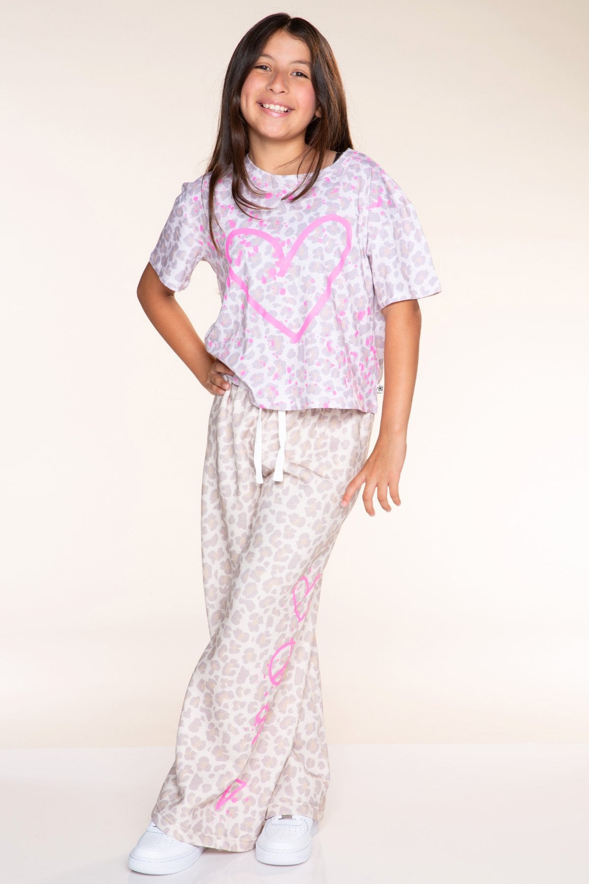 Washed Cotton Drop Shoulder Tee. - Mauve Floral Rainbow - NEW!