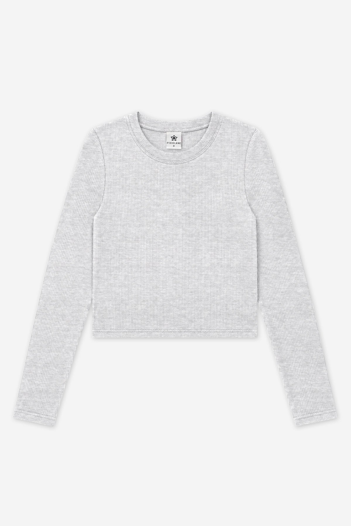 Ultra-Soft Ribbed Long Sleeve Fitted Tee - Light Ash Grey - NEW!
