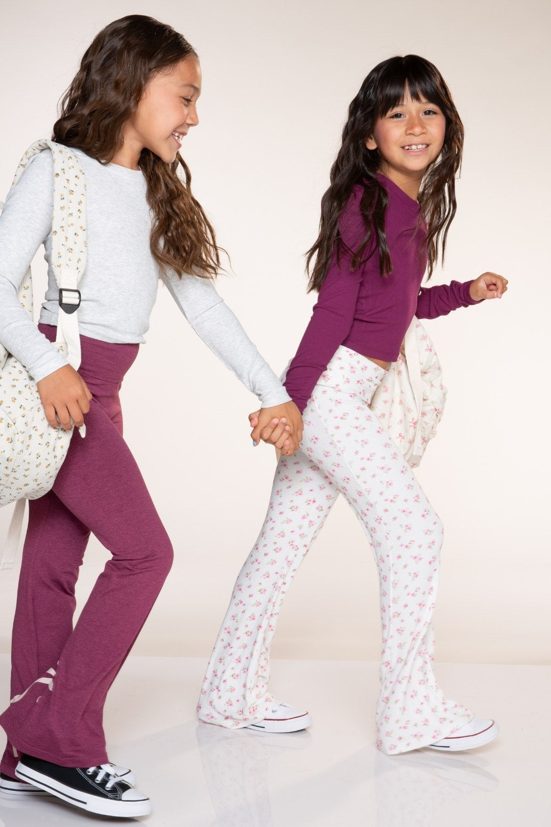 Foldover Rib Flare Legging - H Grey Navy Floral - NEW!
