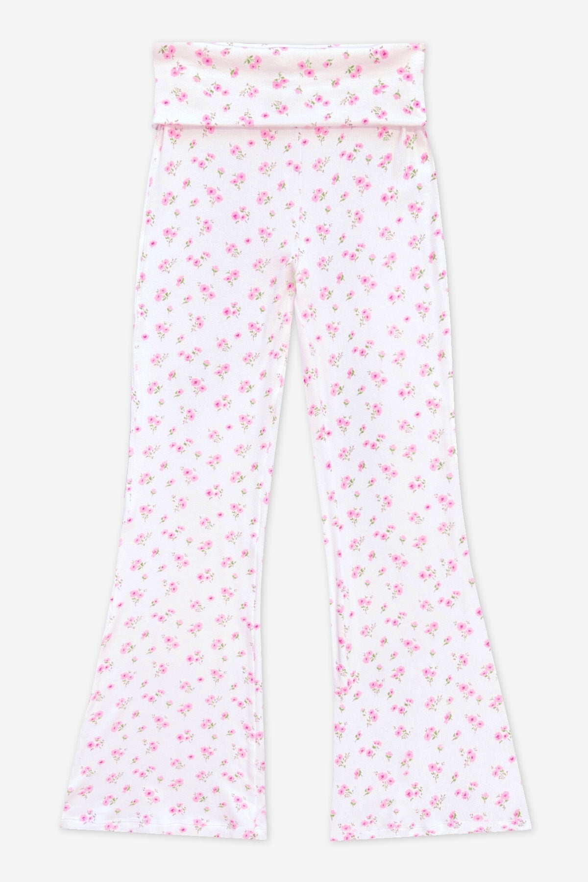 Foldover Rib Flare Legging - H Grey Navy Floral - NEW!