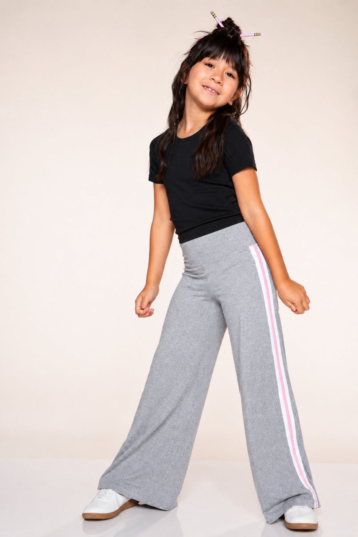 Simply Soft Luxe Wide Leg Pant - Steel Pink White Stripe - NEW!