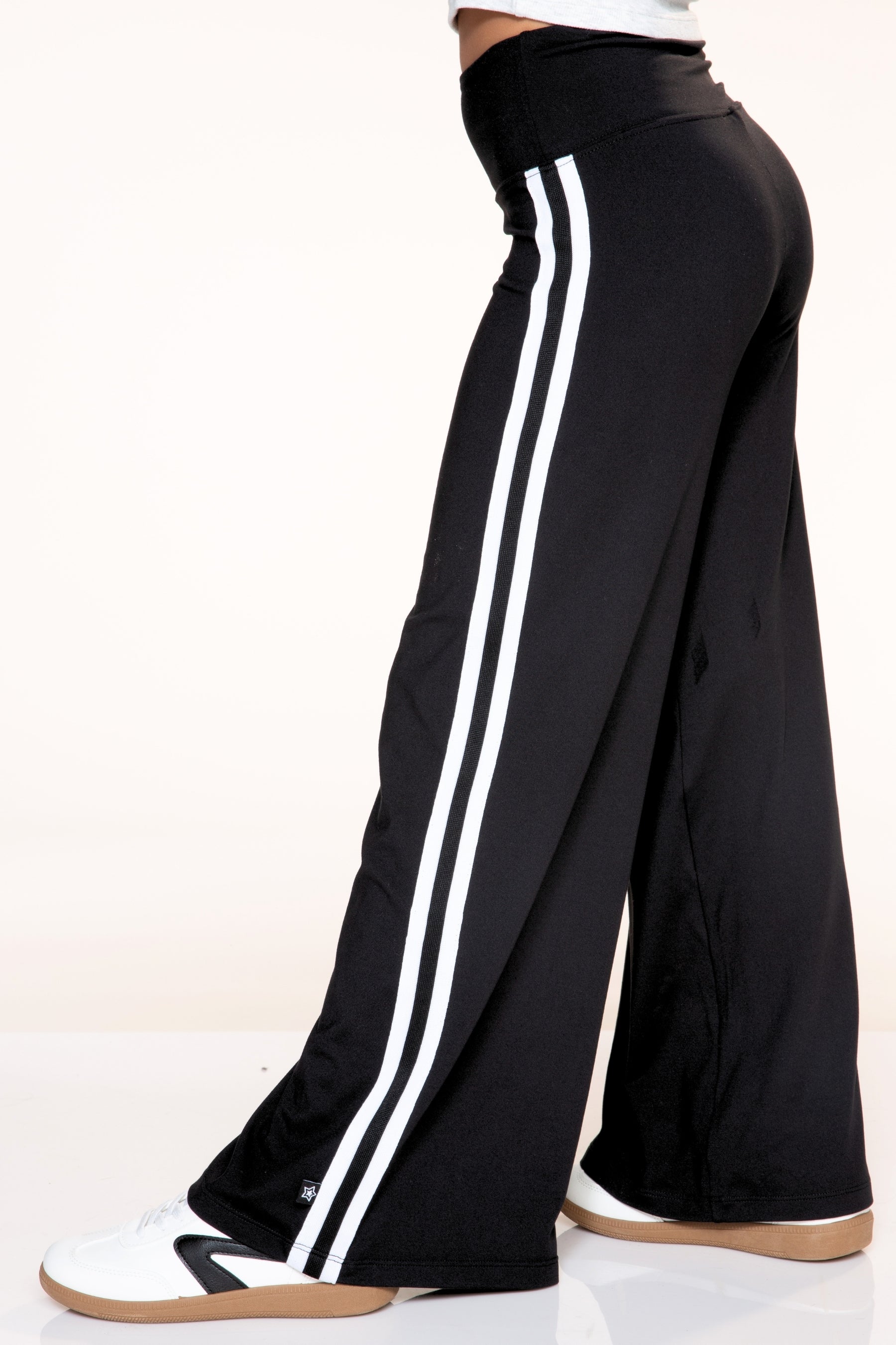 2-Pack Simply Soft Luxe Wide Leg Pant - Black White Stripe | Steel Pink White Stripe - NEW!