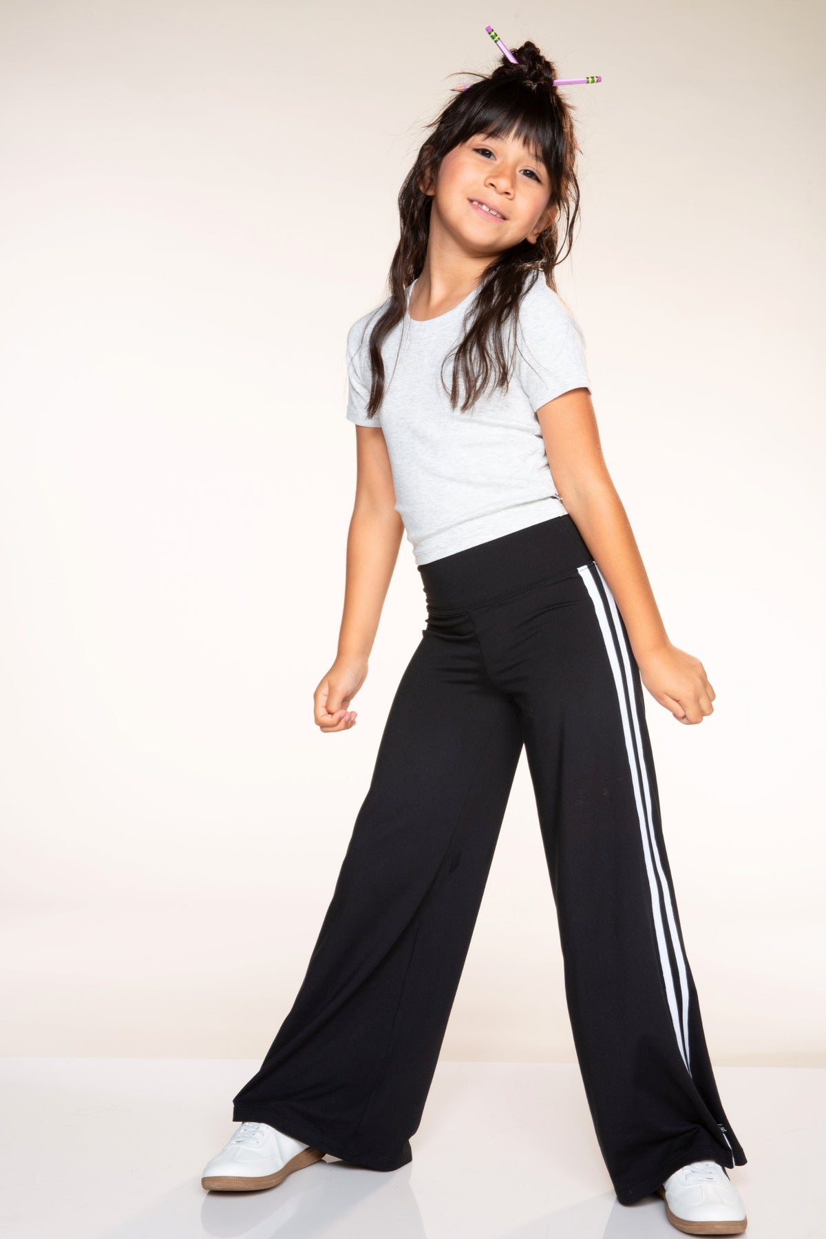 Simply Soft Luxe Wide Leg Pant - Steel Pink White Stripe - NEW!