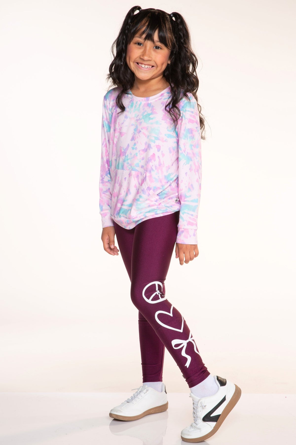 Simply Soft Kanga Pocket Crew Top - Lilac Chambray Tie Dye - NEW!