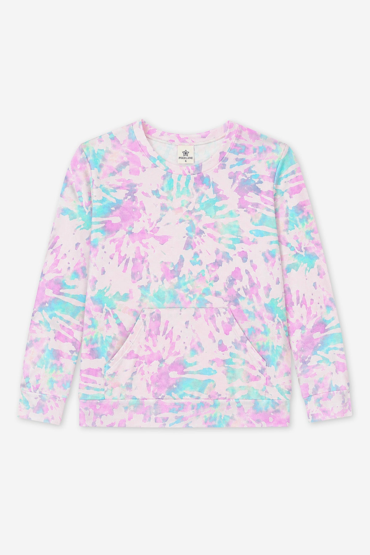 Simply Soft Kanga Pocket Crew Top - Lilac Chambray Tie Dye - NEW!