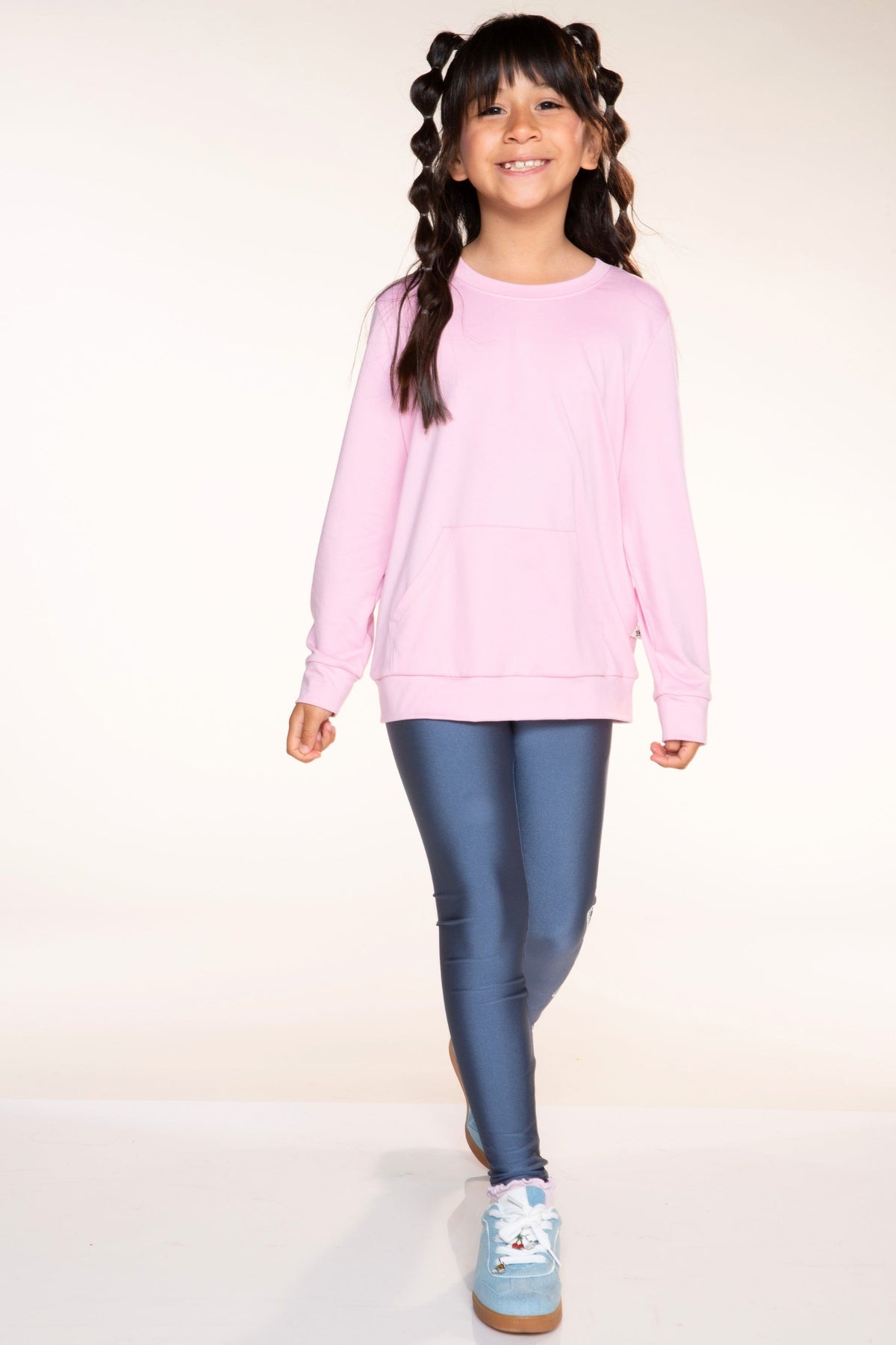 Simply Soft Kanga Pocket Crew Top - Lilac Chambray Tie Dye - NEW!