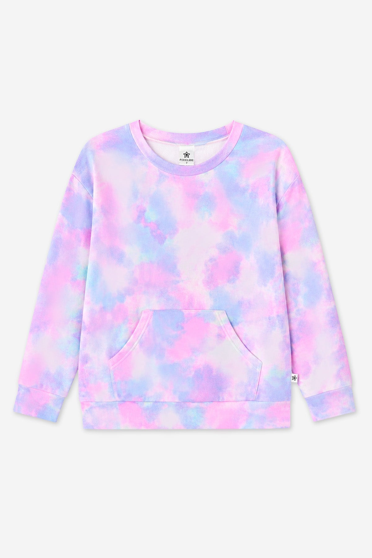 Simply Soft Kanga Pocket Crew Top - Lilac Chambray Tie Dye - NEW!
