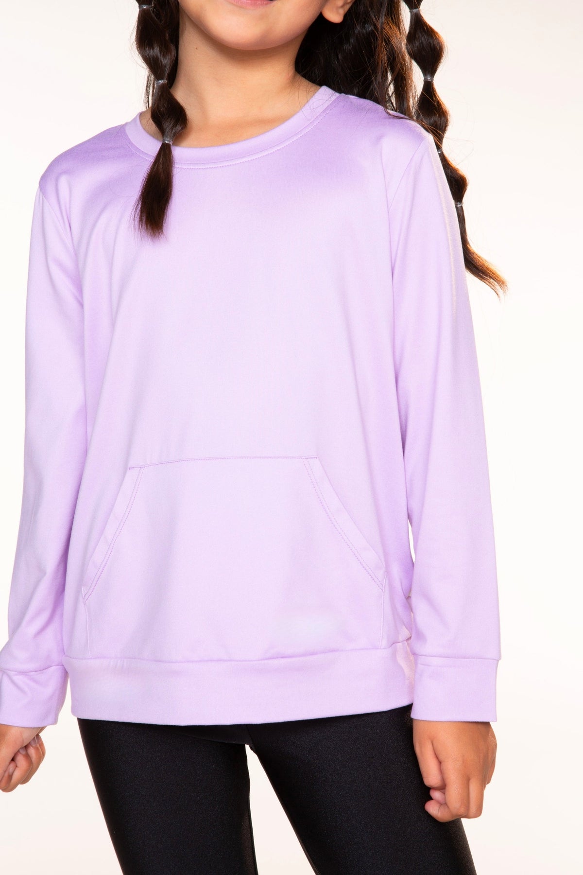 Simply Soft Kanga Pocket Crew Top - Lilac Chambray Tie Dye - NEW!