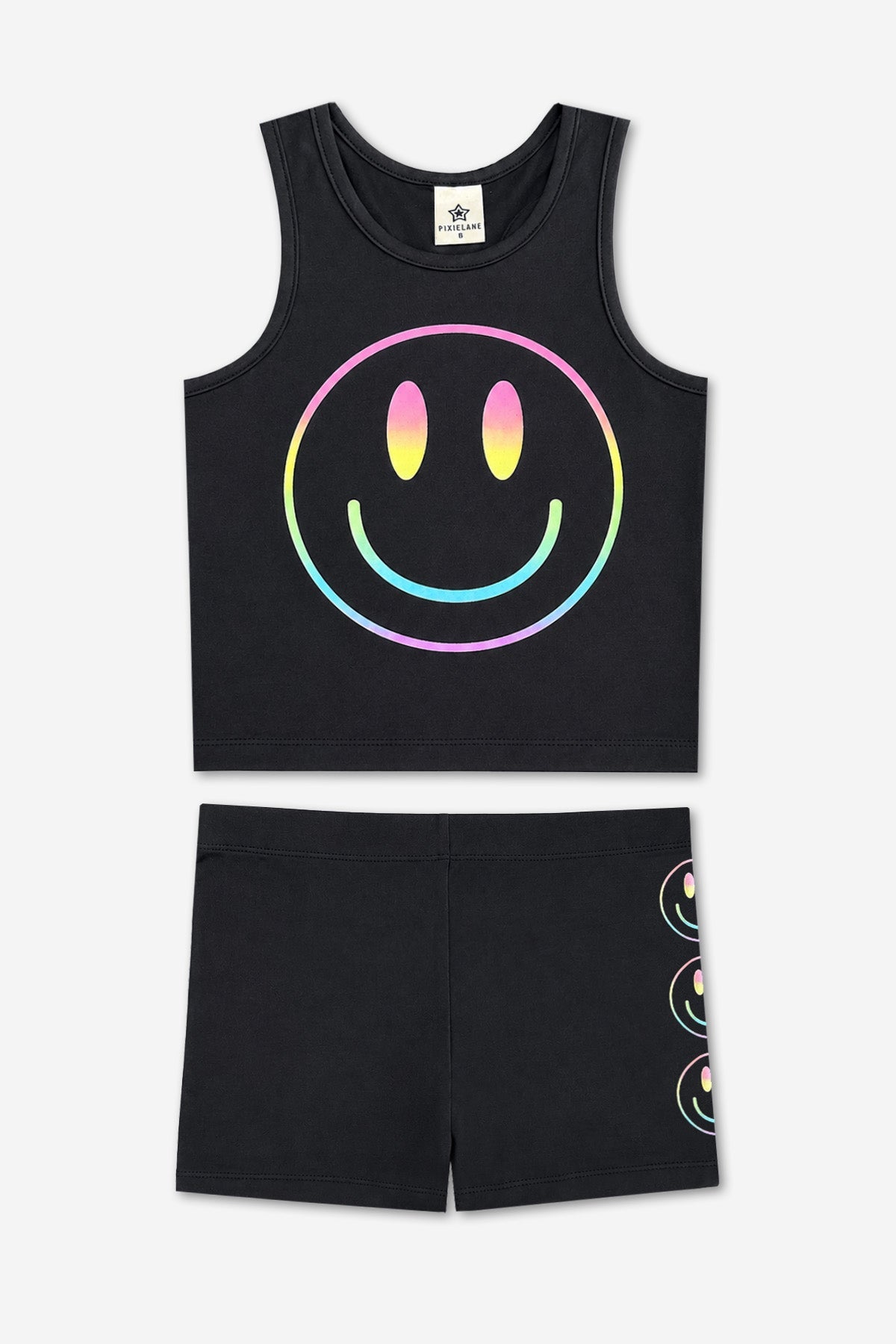 Simply Soft Luxe Cropped Racerback Tank & Tumble Short - Light Blue Smile Star