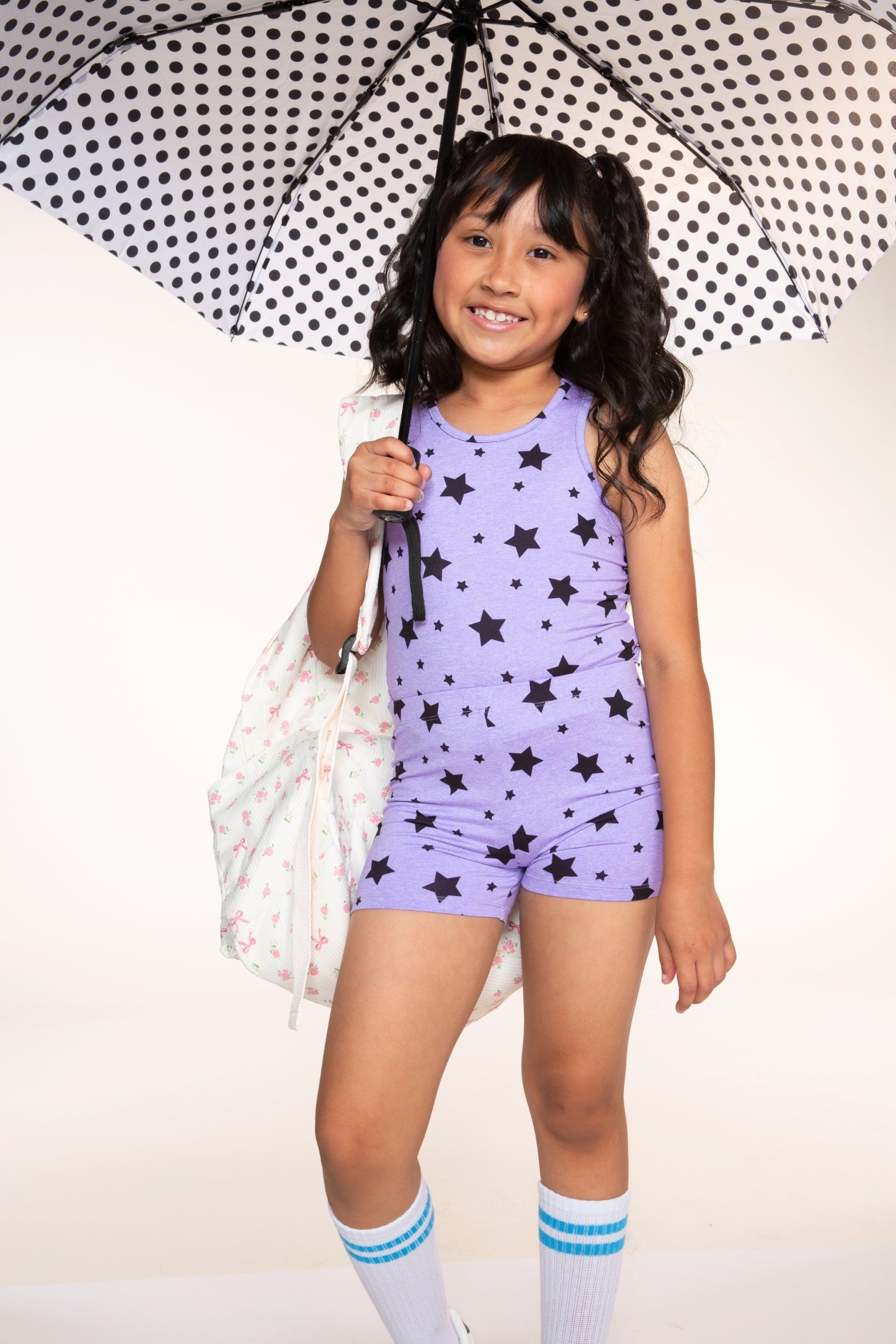 Simply Soft Luxe Cropped Racerback Tank & Tumble Short - Light Blue Smile Star