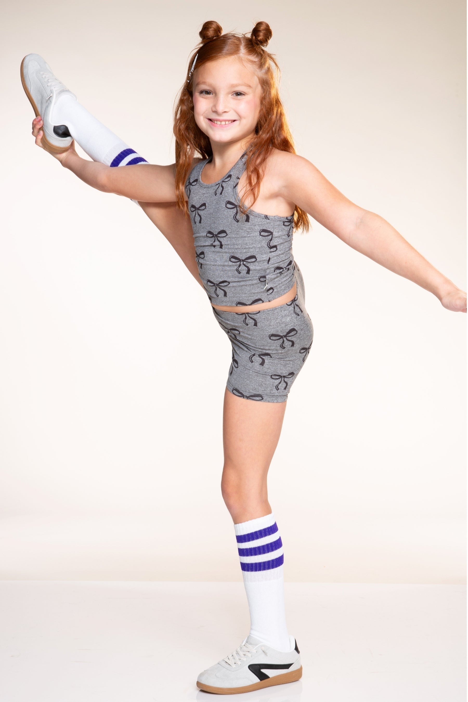 Simply Soft Luxe Cropped Racerback Tank & Tumble Short - Light Blue Smile Star