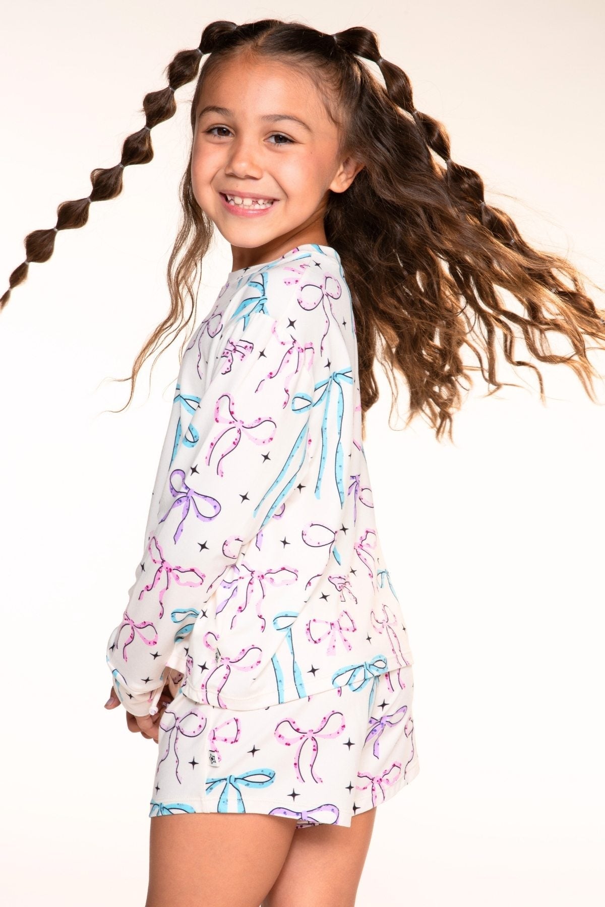 Simply Soft Long Sleeve Easy Tee & Dolphin Short - Ivory Floral Bow - NEW!