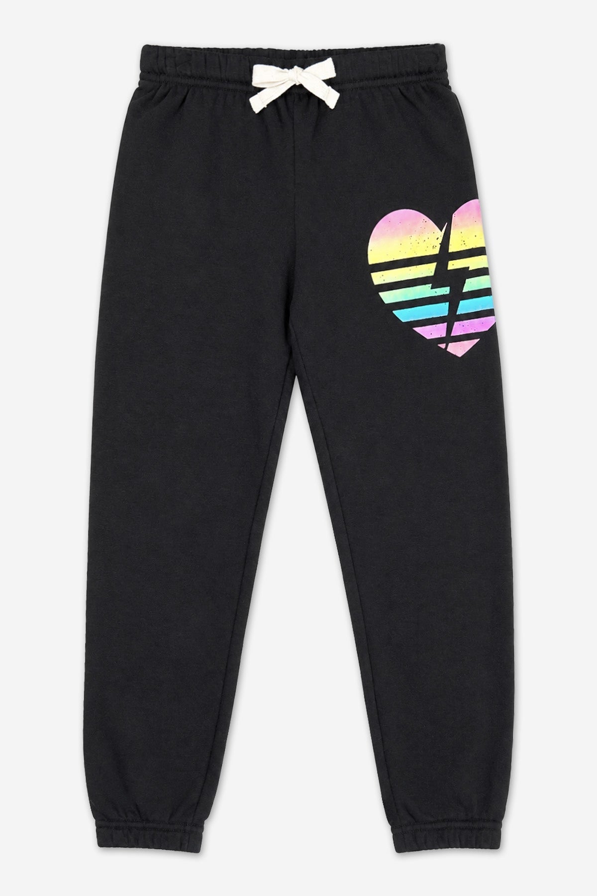 Cloud Soft French Terry Sweatpant - Black Rainbow Heart Bolt - NEW!