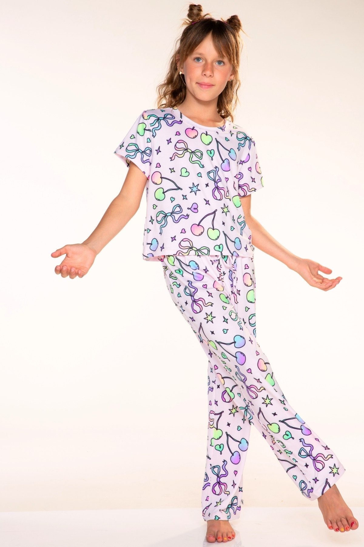 Simply Soft Easy Tee & Karate Pant - Pink Rainbow Bow Cherry - NEW!