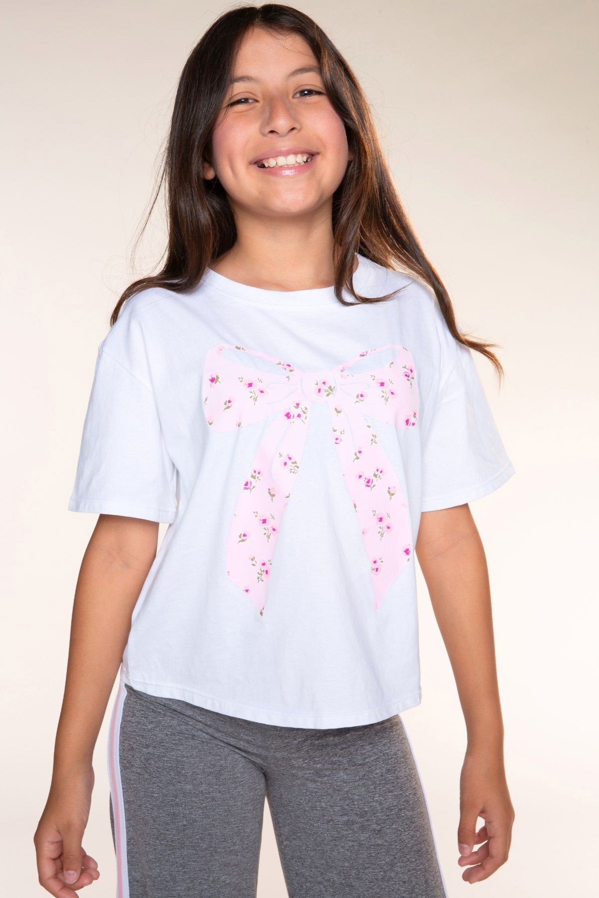 Washed Cotton Drop Shoulder Tee. - Mauve Floral Rainbow - NEW!