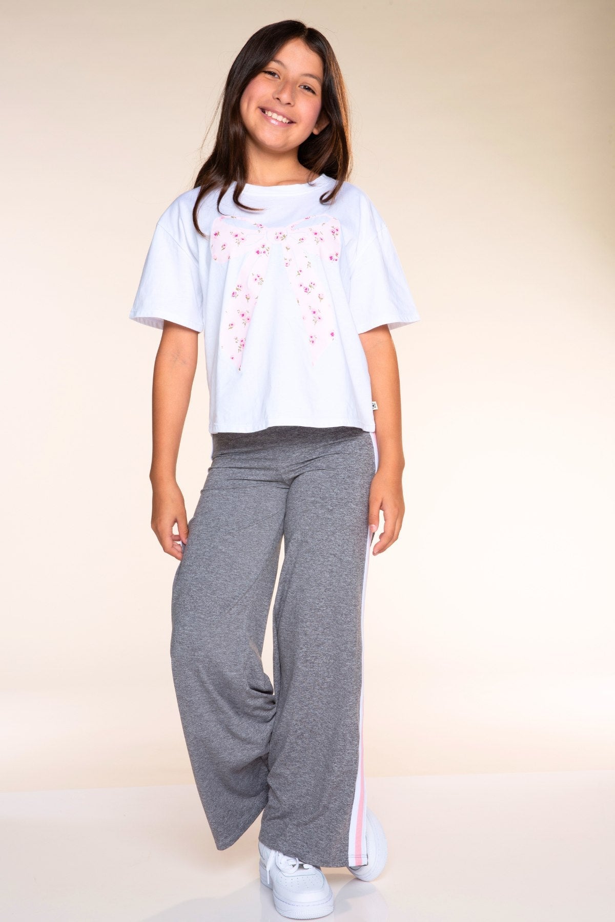 Washed Cotton Drop Shoulder Tee. - Mauve Floral Rainbow - NEW!