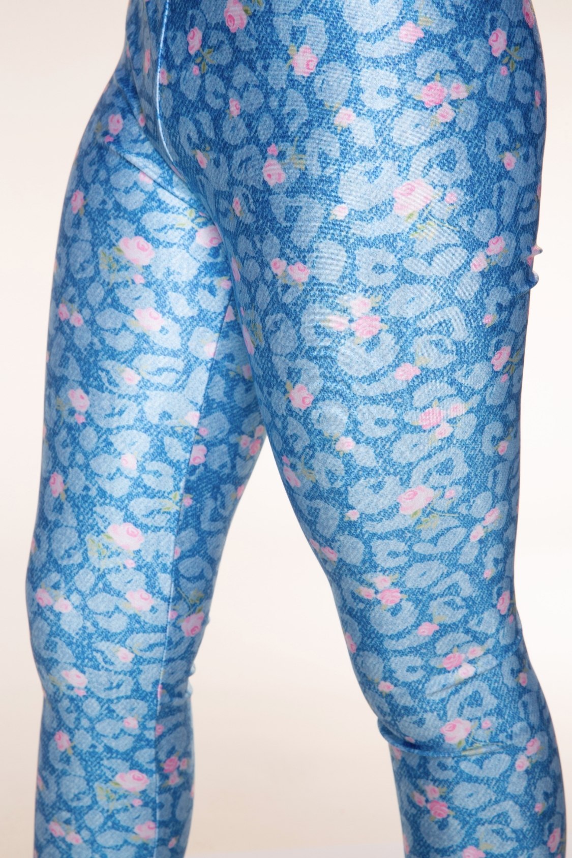 High Shine Long Legging - Denim Leopard Floral - NEW!