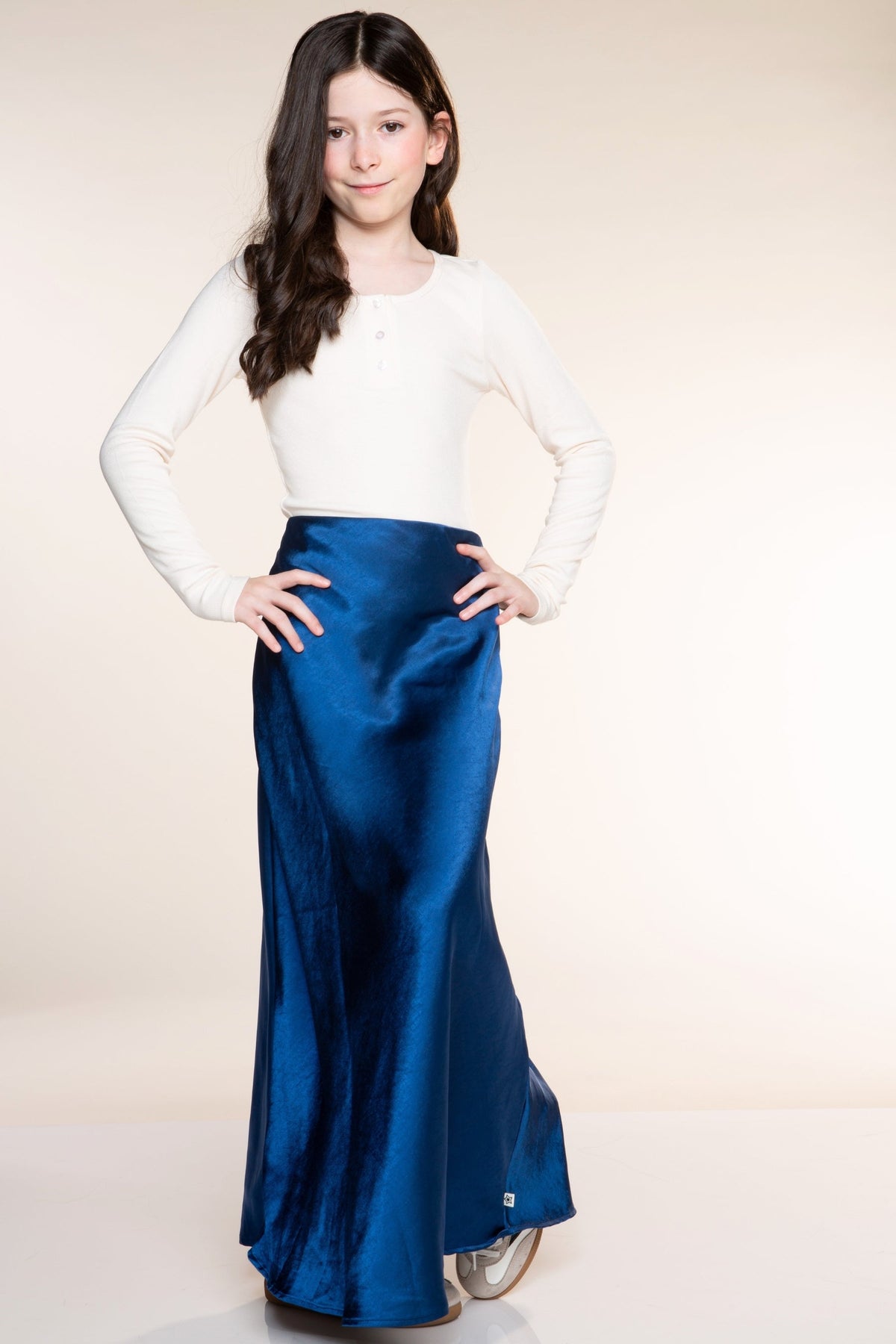 Washed Satin Maxi Skirt - Blue Ice - NEW!
