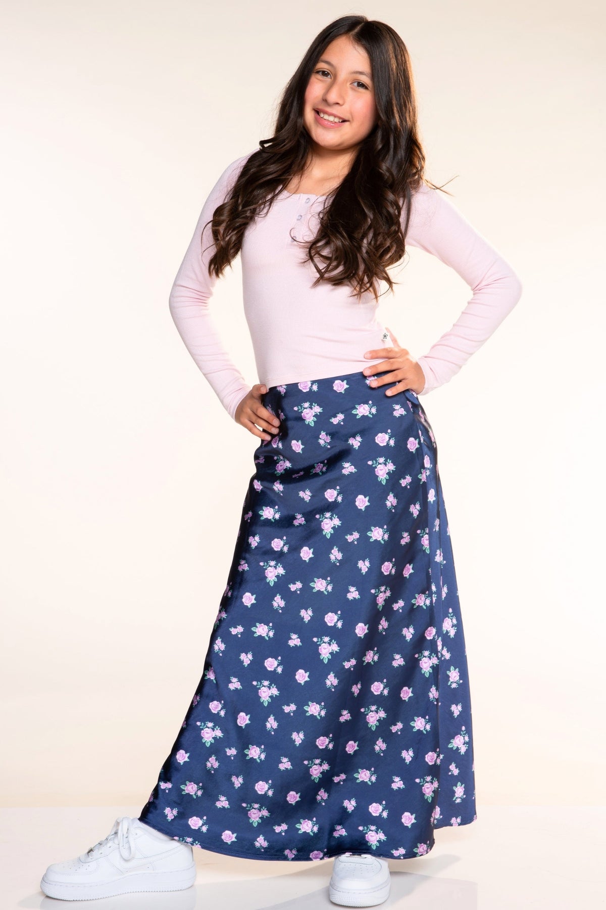Washed Satin Maxi Skirt - Blue Ice - NEW!