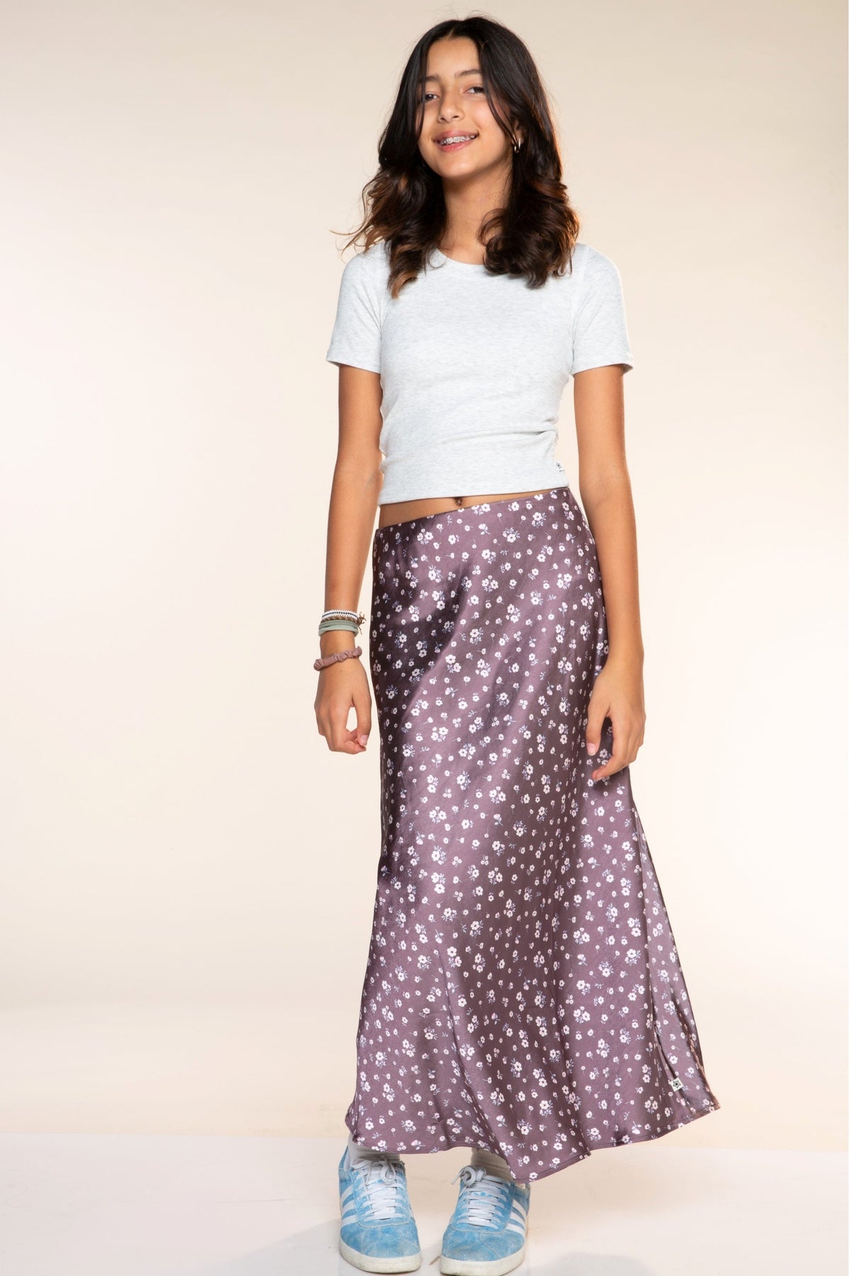 Washed Satin Maxi Skirt - Blue Ice - NEW!