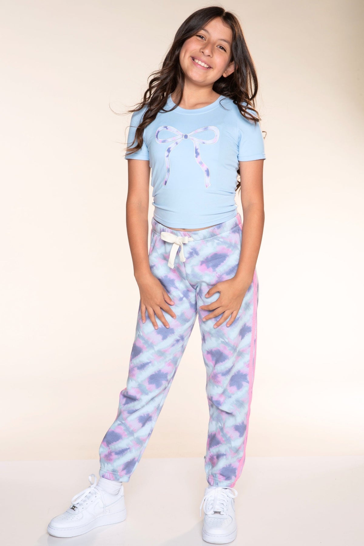 Cloud Soft French Terry Twill Trim Sweatpant - Ice Blue Pink Denim Tie Dye - NEW!