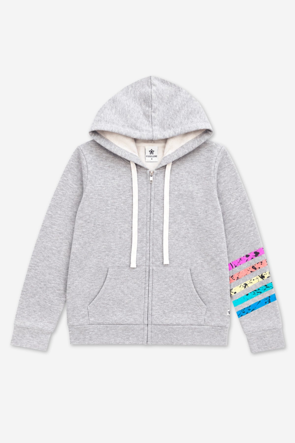 Cloud Soft French Terry Easy Zip Hoodie - Heather Grey Rainbow - NEW!