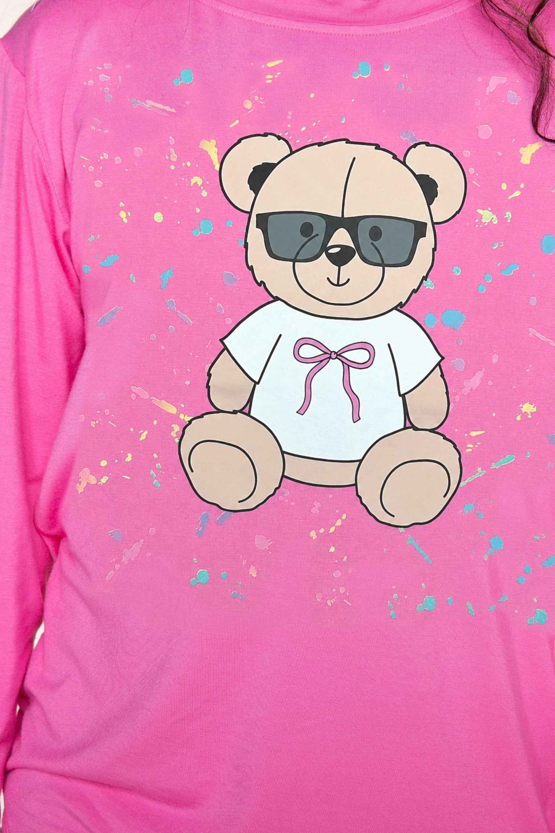Modal Long Sleeve Shirttail Top - Pink Teddy - NEW!
