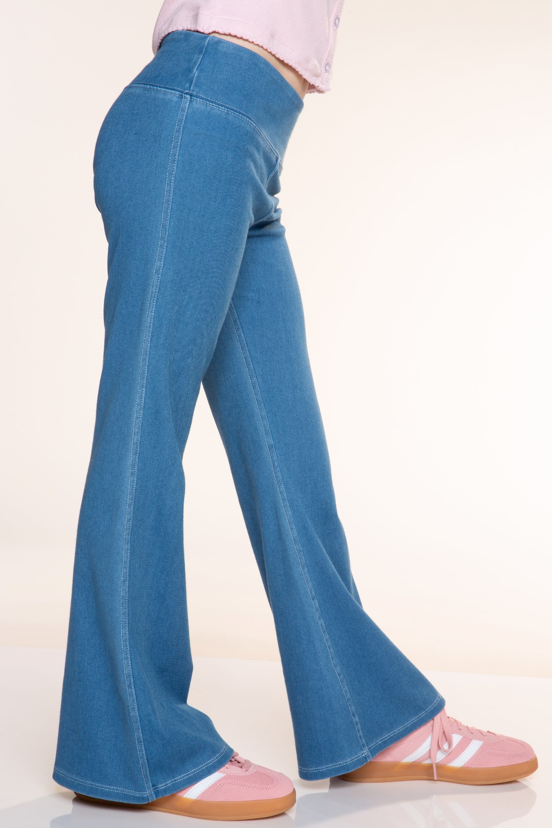 Super Stretch Soft Denim Flare Jegging - Light Blue Denim - NEW!