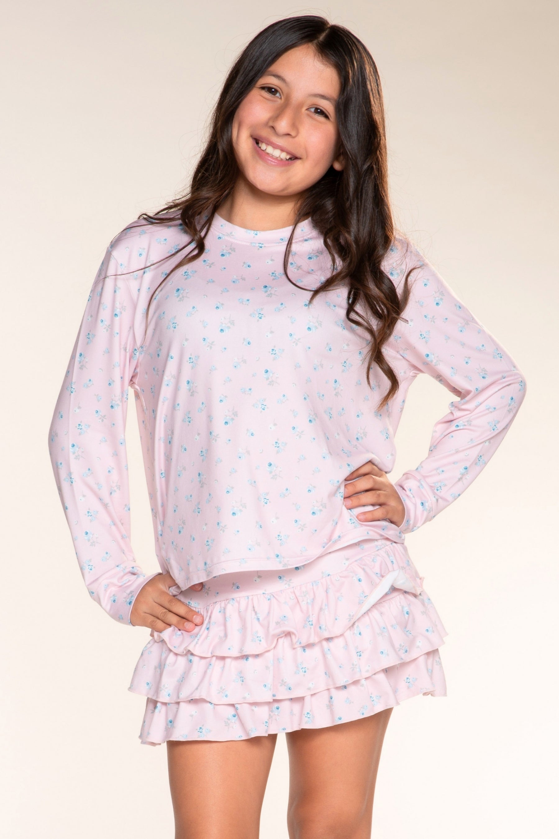 Simply Soft Long Sleeve Easy Tee - Light Pink Floral - NEW!