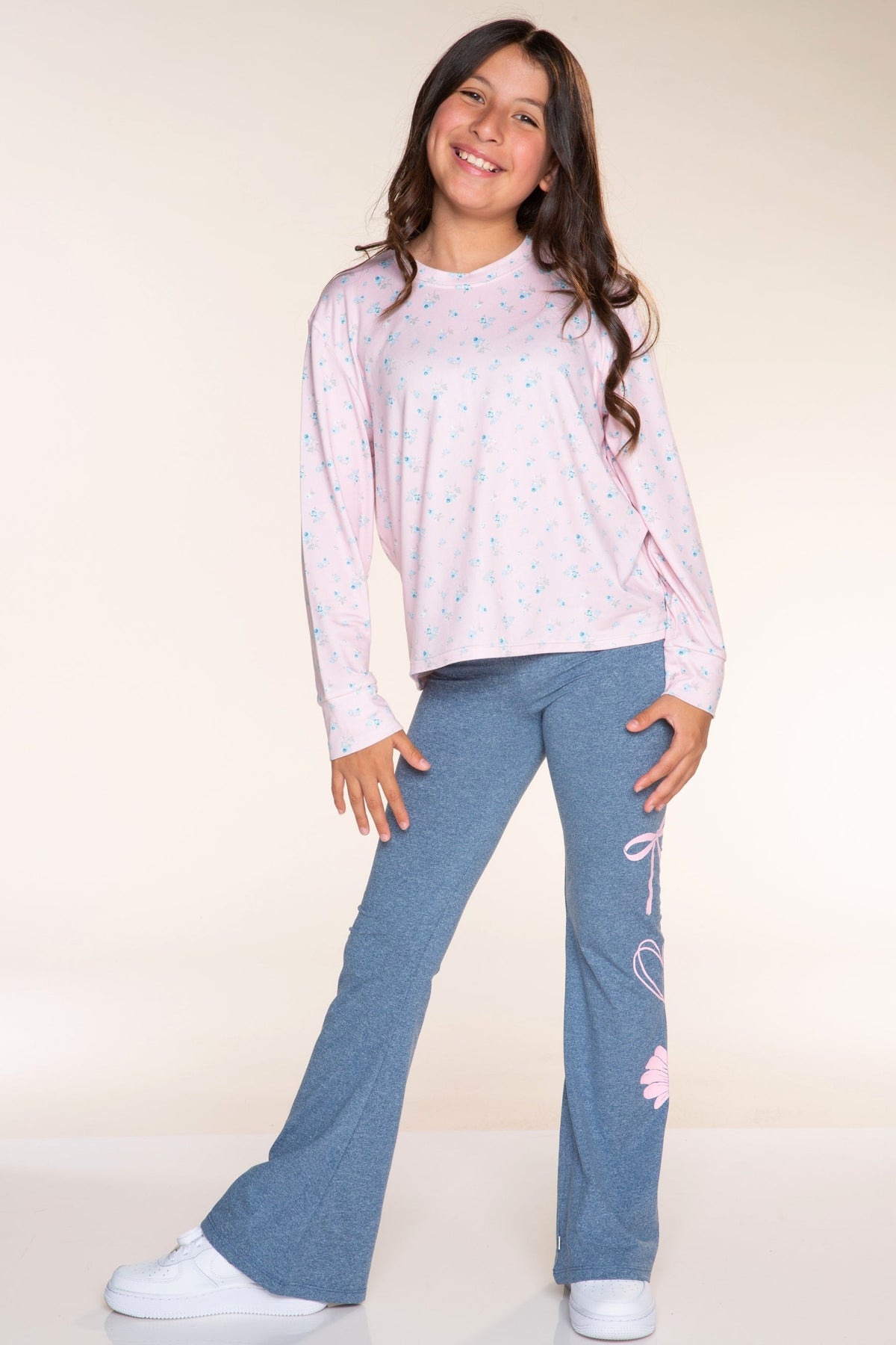 Simply Soft Luxe Flare Legging - Vintage Denim Light Pink Emoji - NEW!