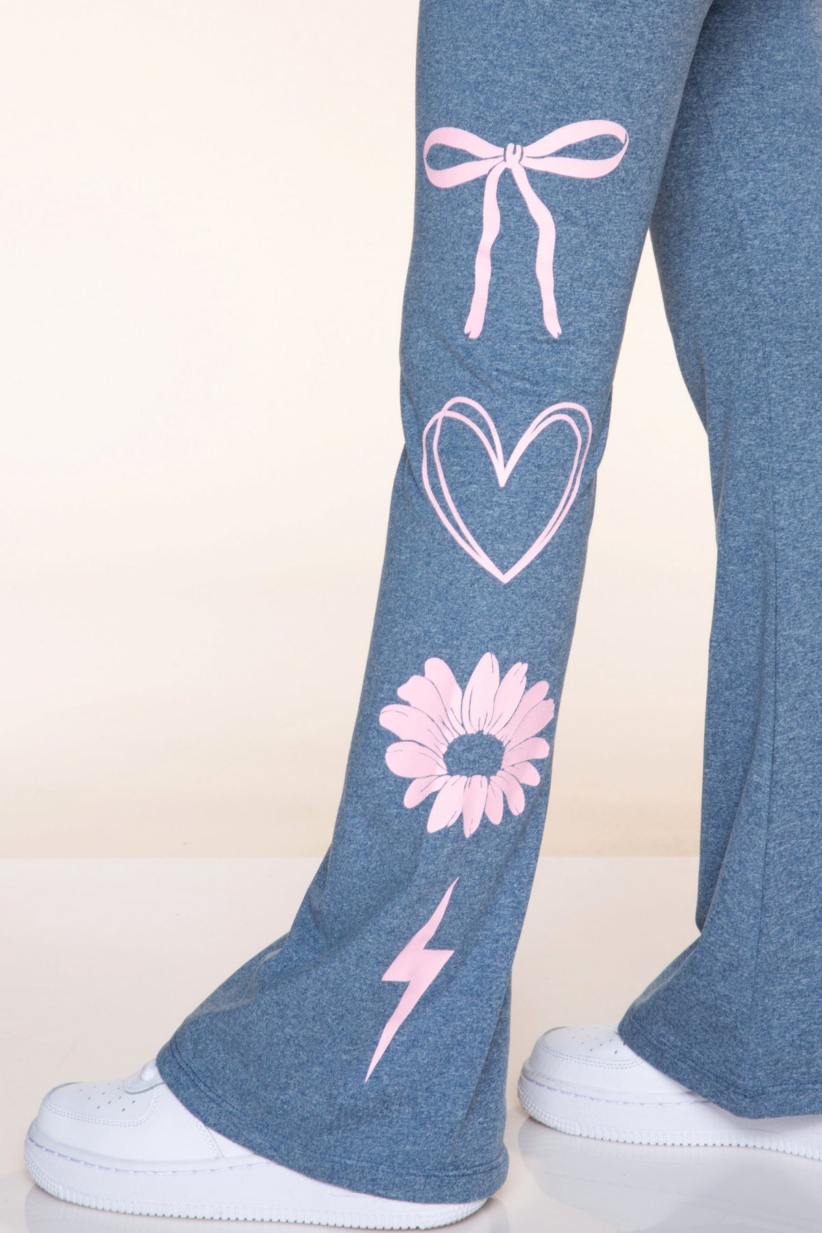 Simply Soft Luxe Flare Legging - Vintage Denim Light Pink Emoji - NEW!