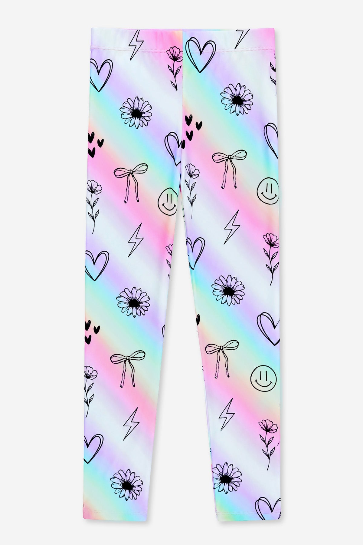 High Shine Long Legging - Pastel Rainbow Sketch Emoji - NEW!