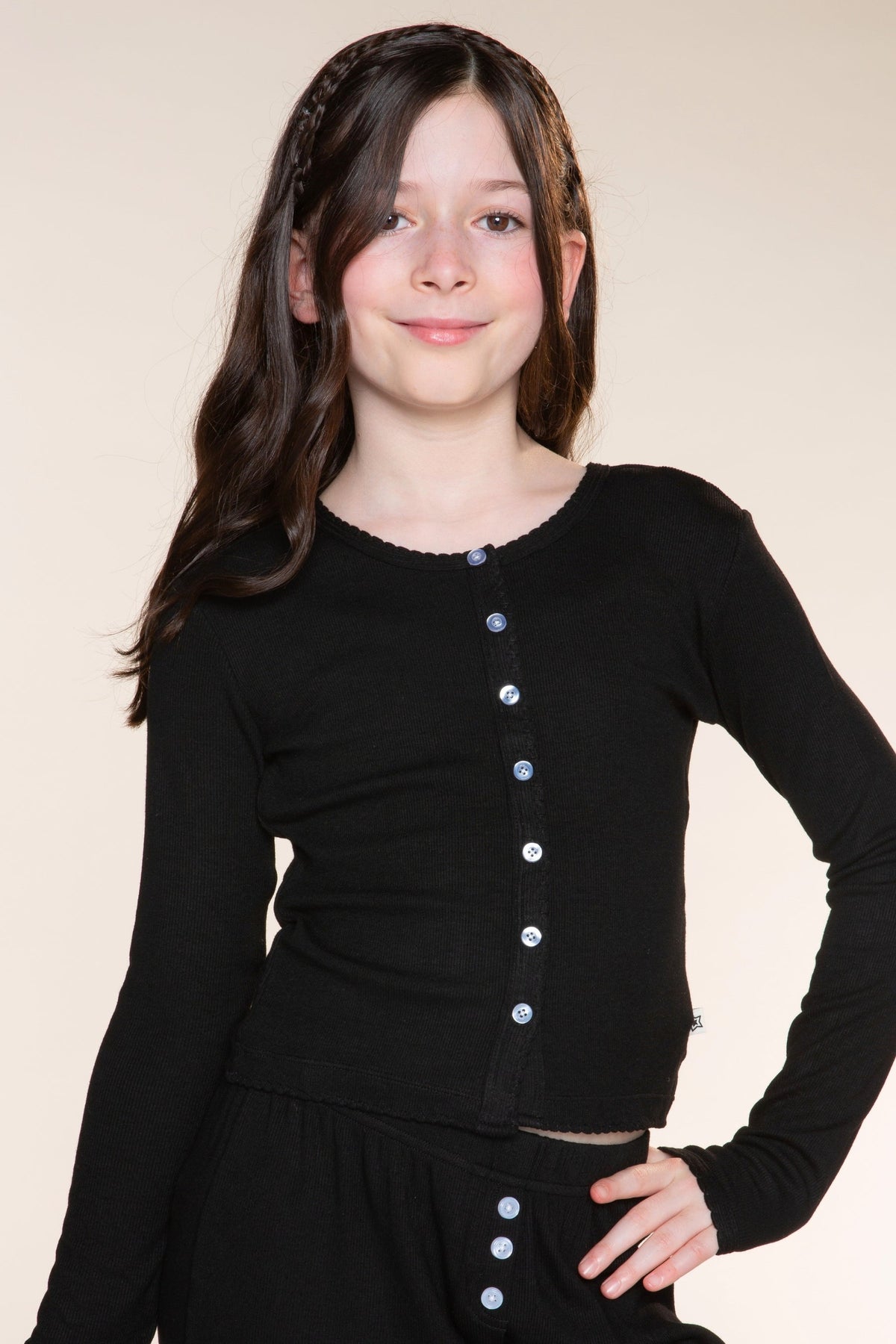 Ultra-Soft Rib Long Sleeve Cardigan - Jet Black - NEW!