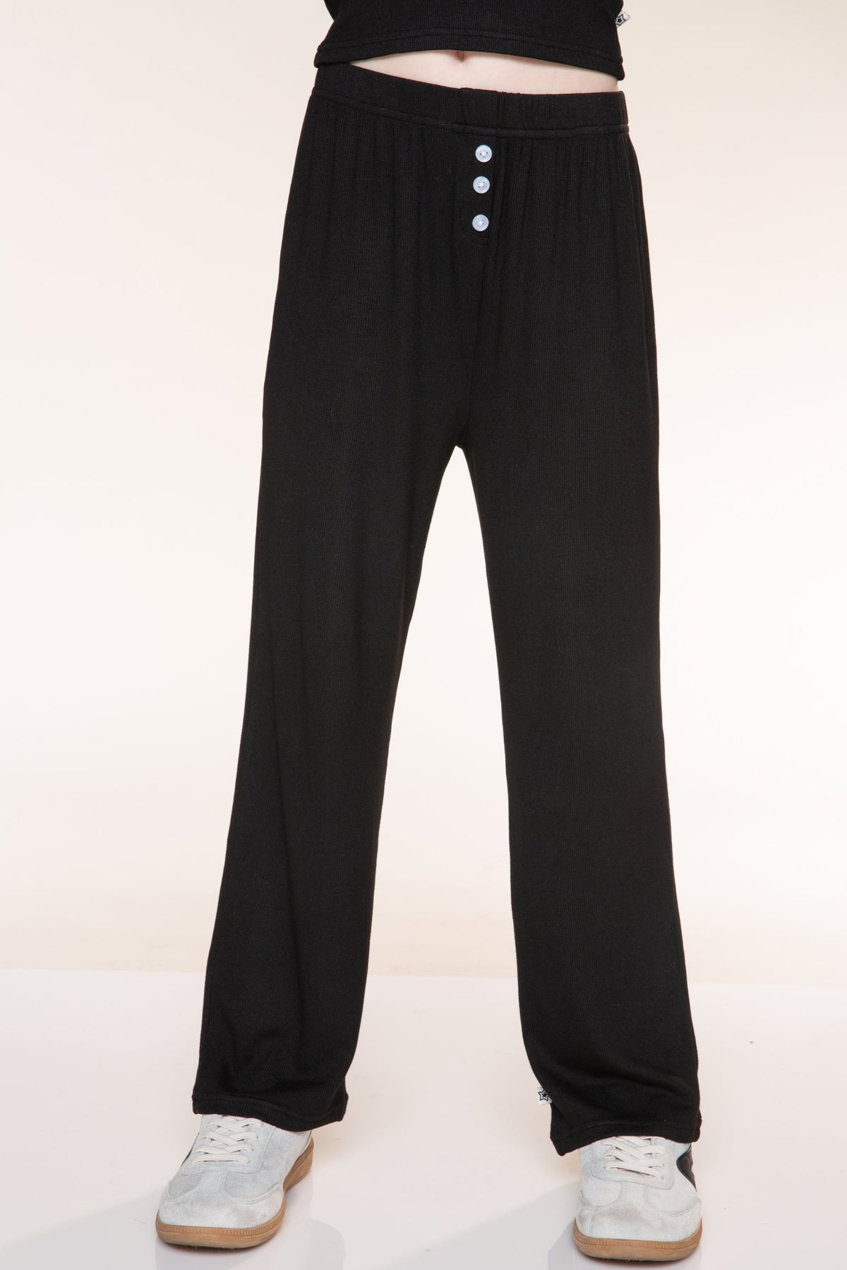 Ultra-Soft Rib Wide Leg Pant - Heather Grey Blue Floral - NEW!