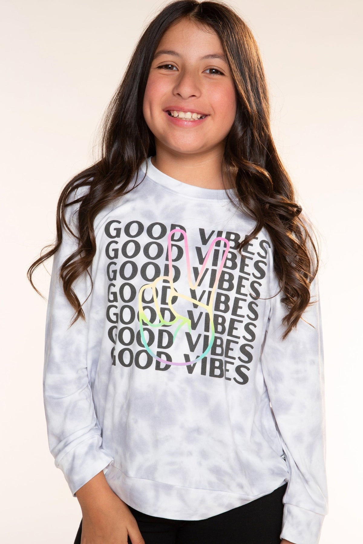 3-Pack Simply Soft Long Sleeve Crew Top - Light Pink Charms | Black Gradient Smile | Grey Good Vibes Peace - NEW!