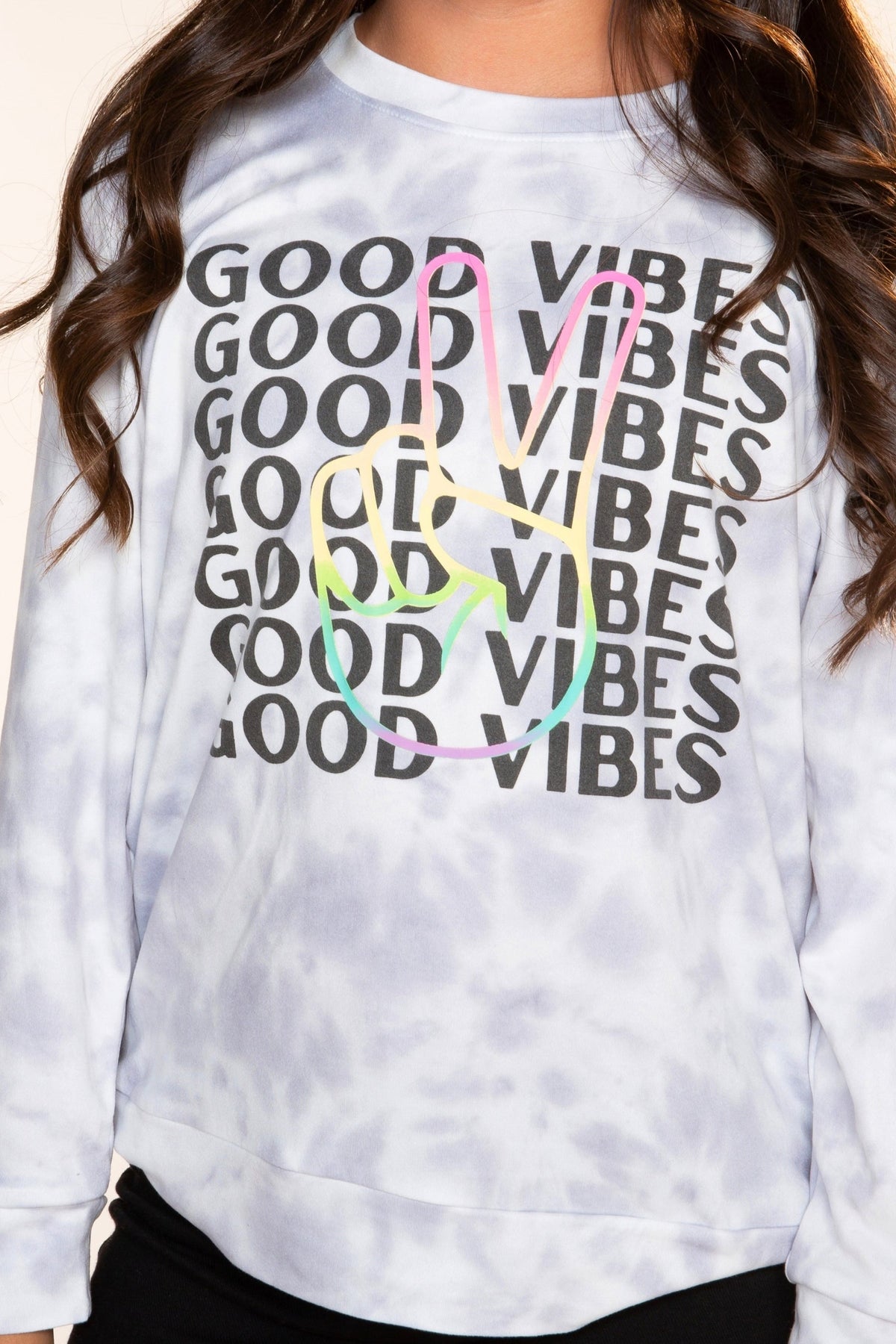 3-Pack Simply Soft Long Sleeve Crew Top - Light Pink Charms | Black Gradient Smile | Grey Good Vibes Peace - NEW!