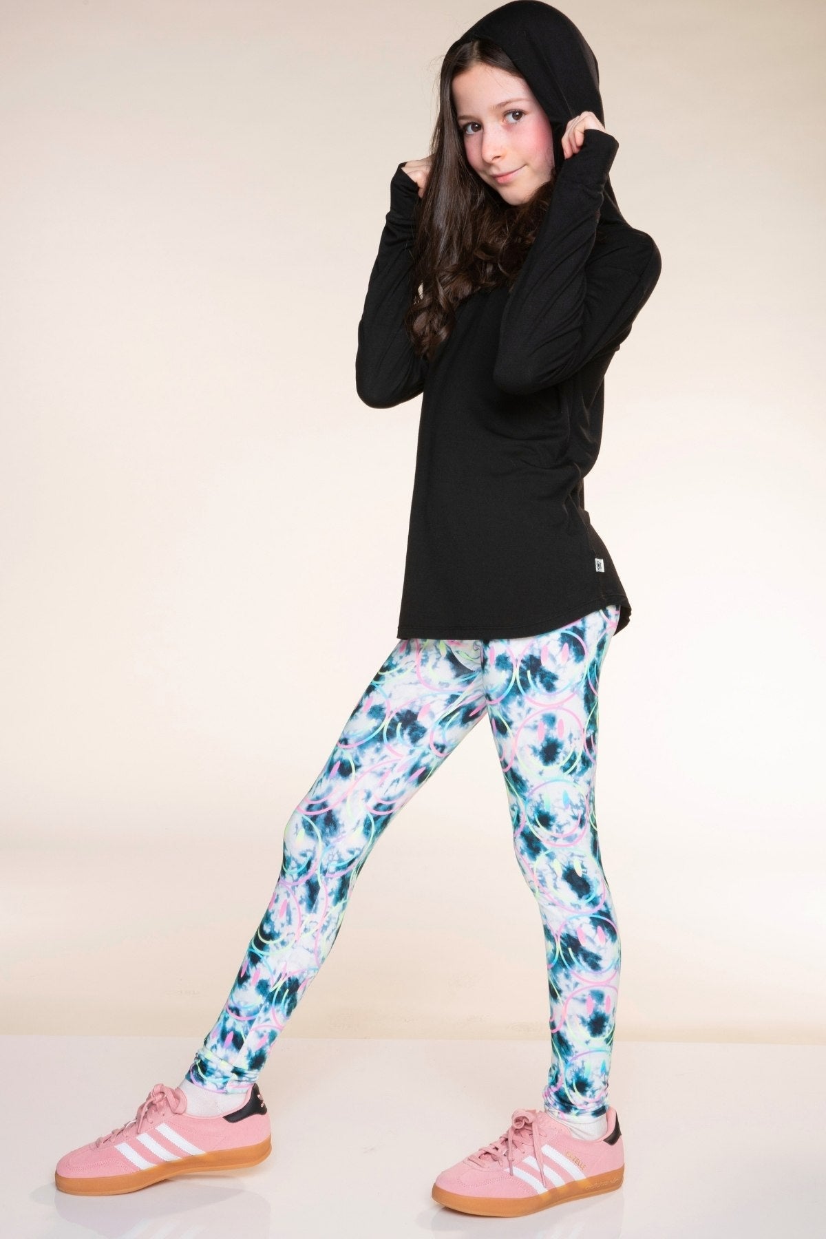 Simply Soft Long Legging. - Black Ivory Tie Dye Rainbow Smile - NEW!