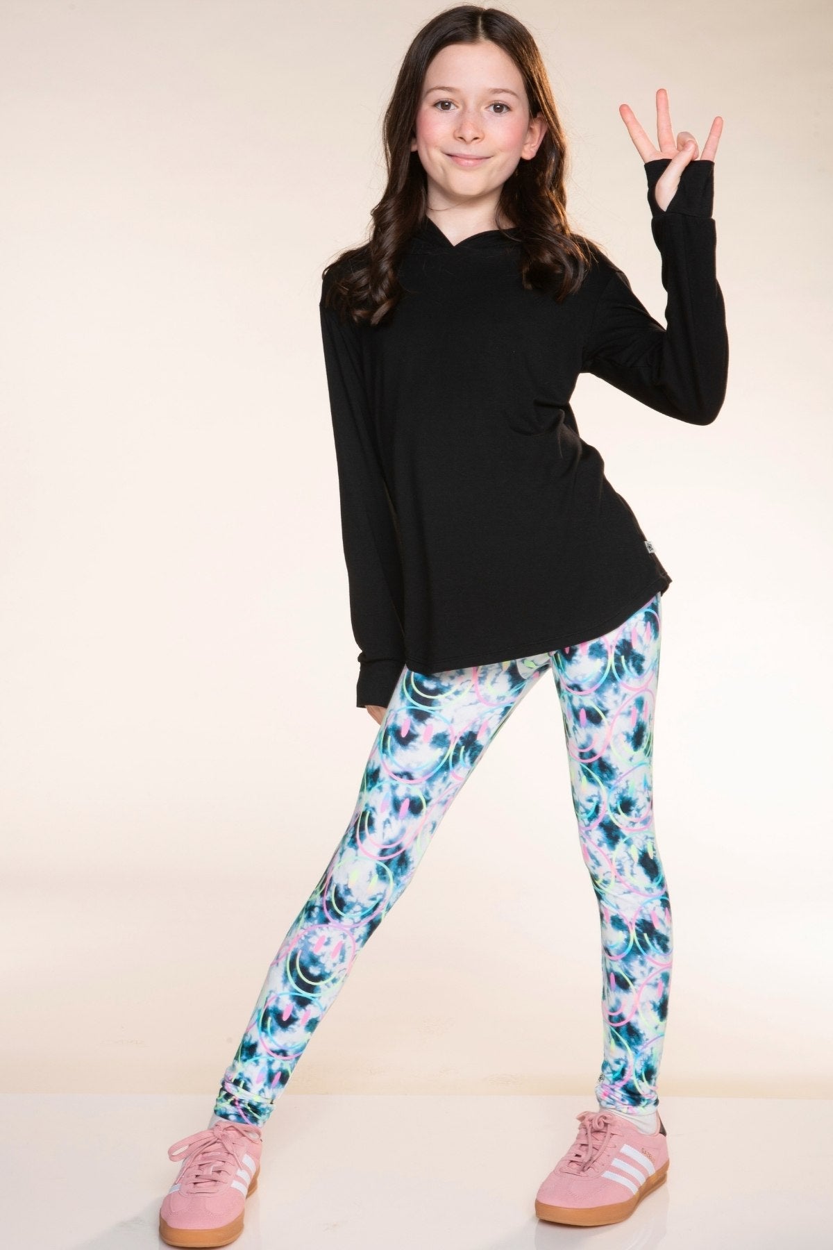 Simply Soft Long Legging. - Black Ivory Tie Dye Rainbow Smile - NEW!
