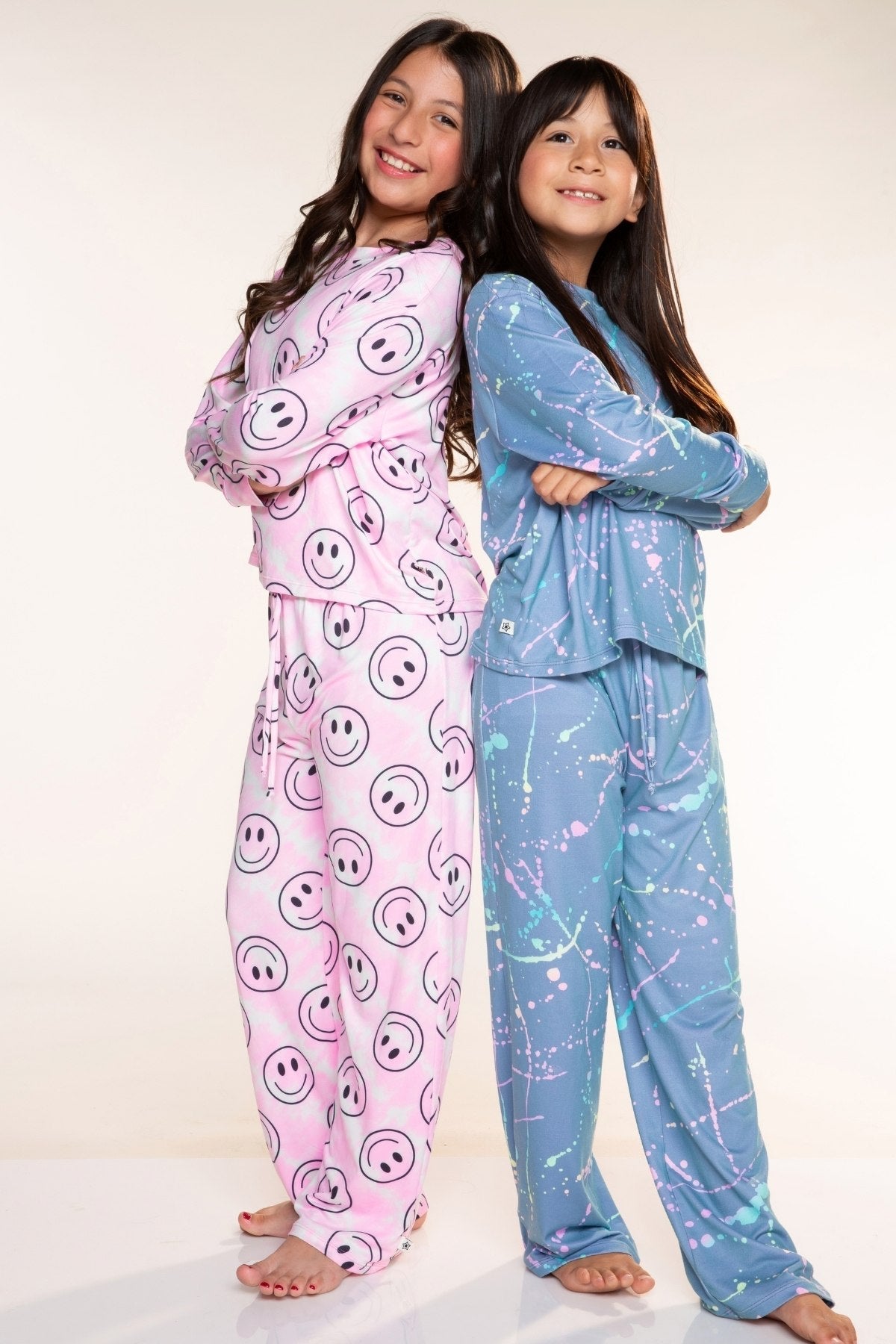 Simply Soft Long Sleeve Easy Tee & Karate Pant - Denim Rainbow Splatter - NEW!