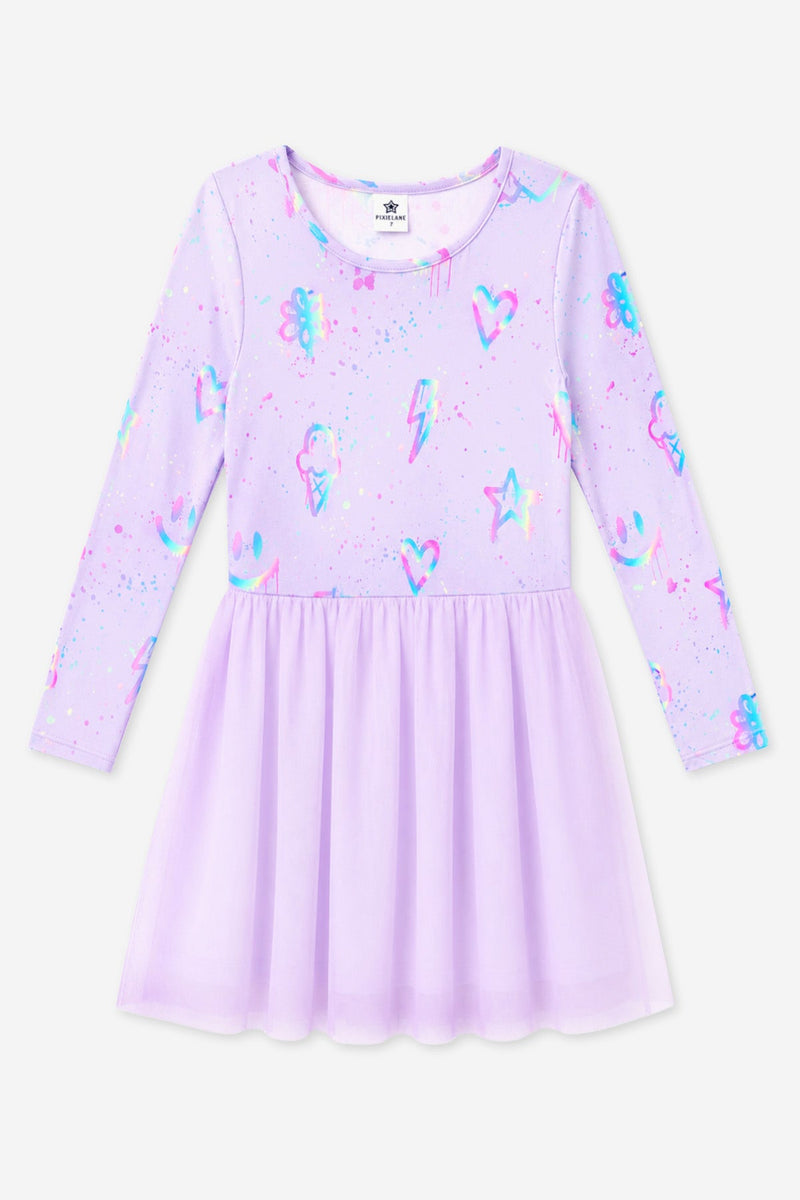 Simply Soft Long Sleeve Ballet Be Happy Tulle Dress