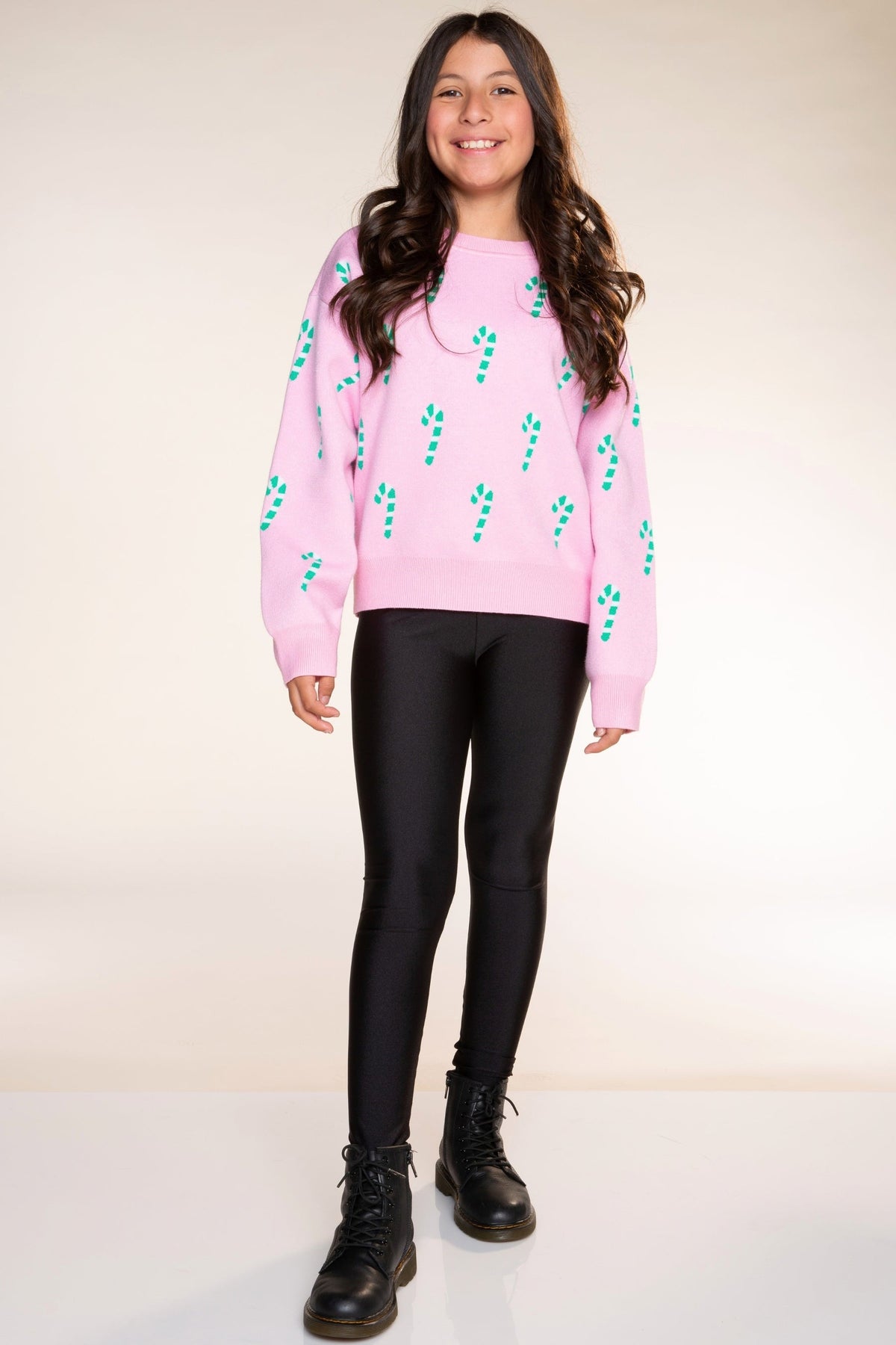 Yummy Soft Crew Neck Sweater - Bubble Gum Pink Green Ivory Candy Canes - NEW!