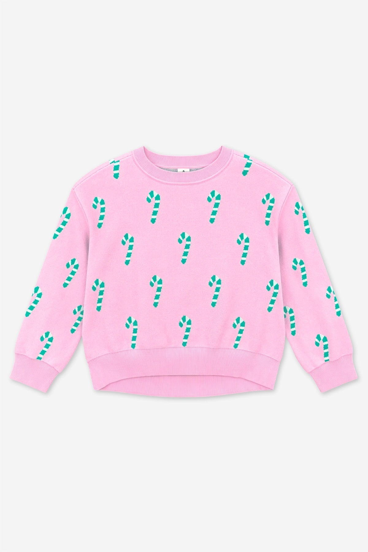 Yummy Soft Crew Neck Sweater - Bubble Gum Pink Green Ivory Candy Canes - NEW!
