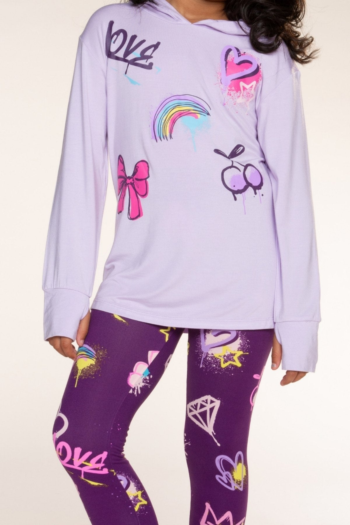 Simply Soft Long Legging. - Dk Purple Rainbow Graffiti - NEW!