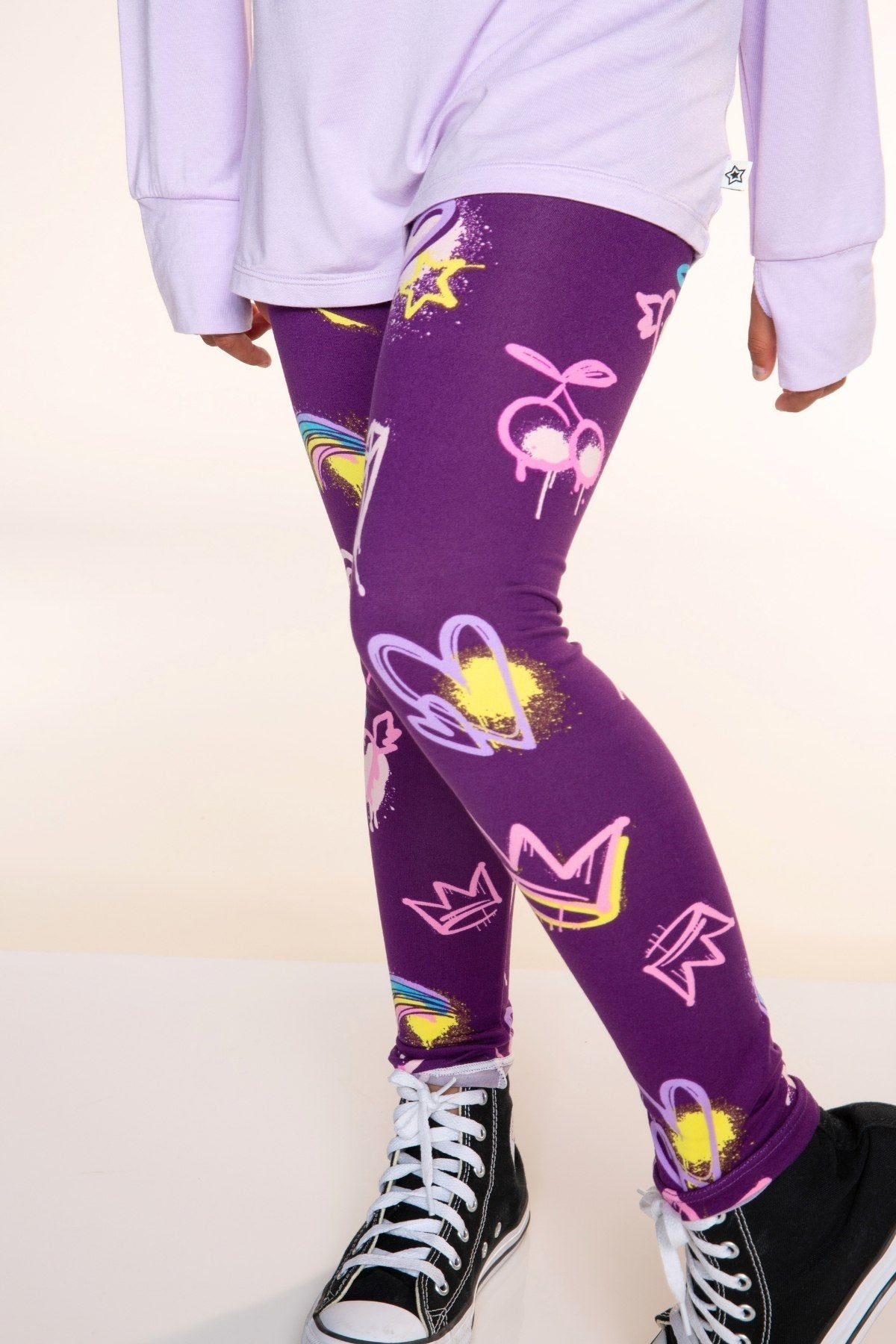 Simply Soft Long Legging. - Dk Purple Rainbow Graffiti - NEW!