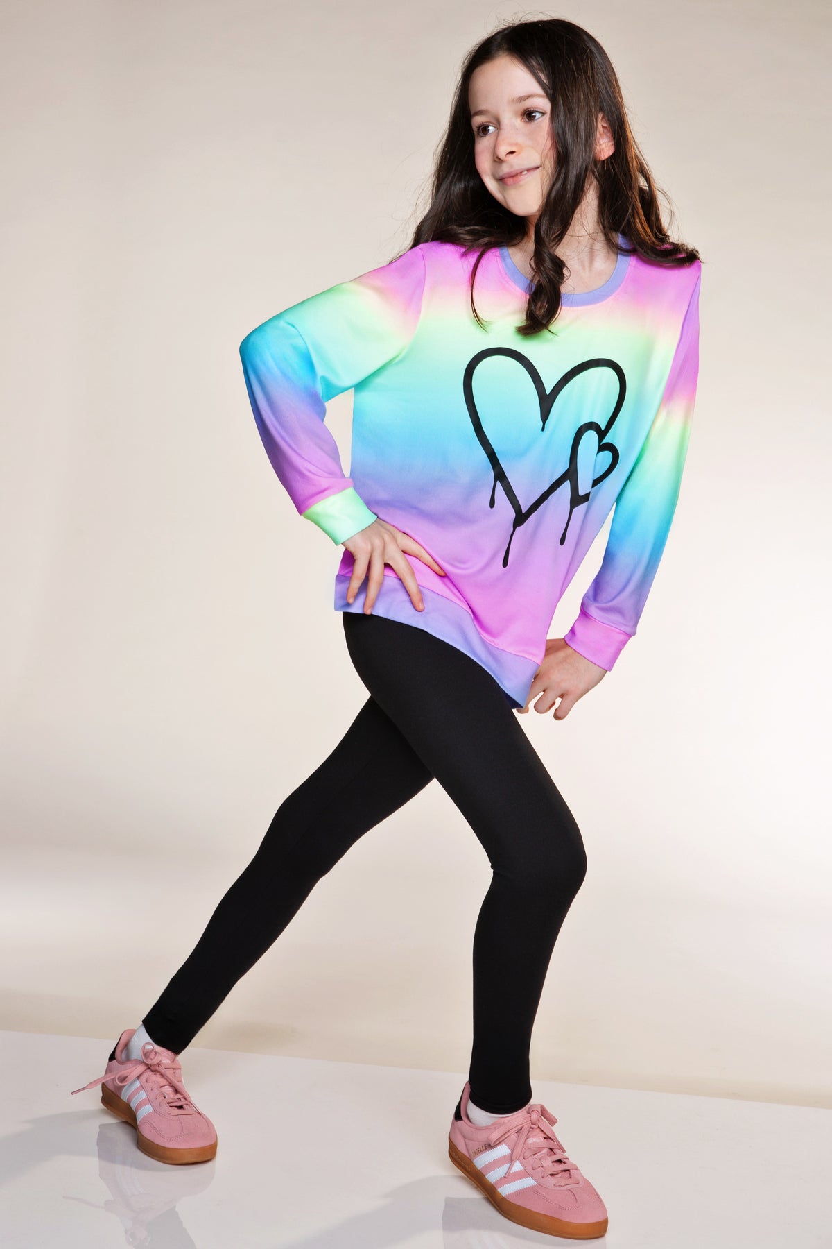 Simply Soft Long Sleeve Crew Top & Long Legging Set - Denim Rainbow Smile - NEW!