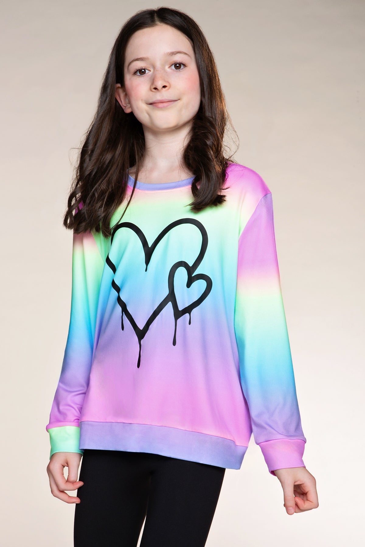 Simply Soft Long Sleeve Crew Top & Long Legging Set - Denim Rainbow Smile - NEW!