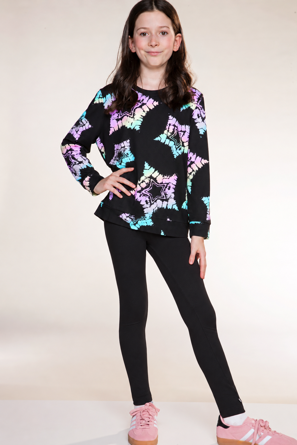 Simply Soft Long Sleeve Crew Top & Long Legging Set - Denim Rainbow Smile - NEW!