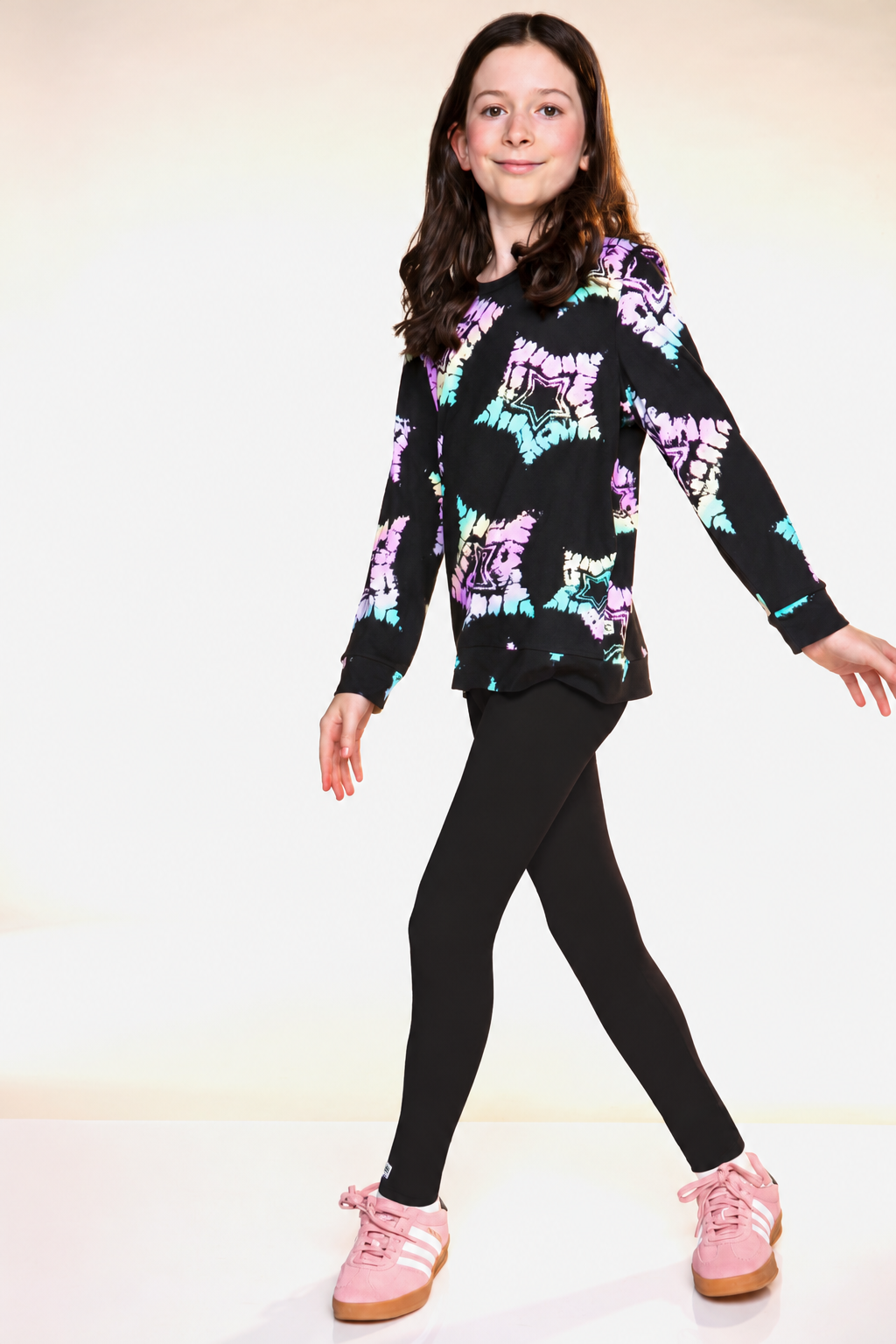 Simply Soft Long Sleeve Crew Top & Long Legging Set - Denim Rainbow Smile - NEW!