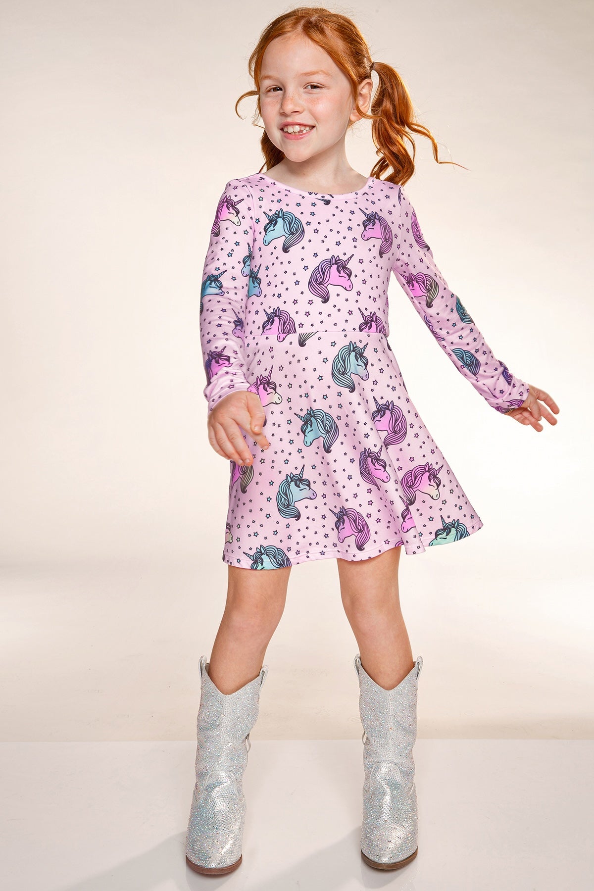 Simply Soft Long Sleeve Skater Dress - Taupe Leopard Star Bolt - NEW!