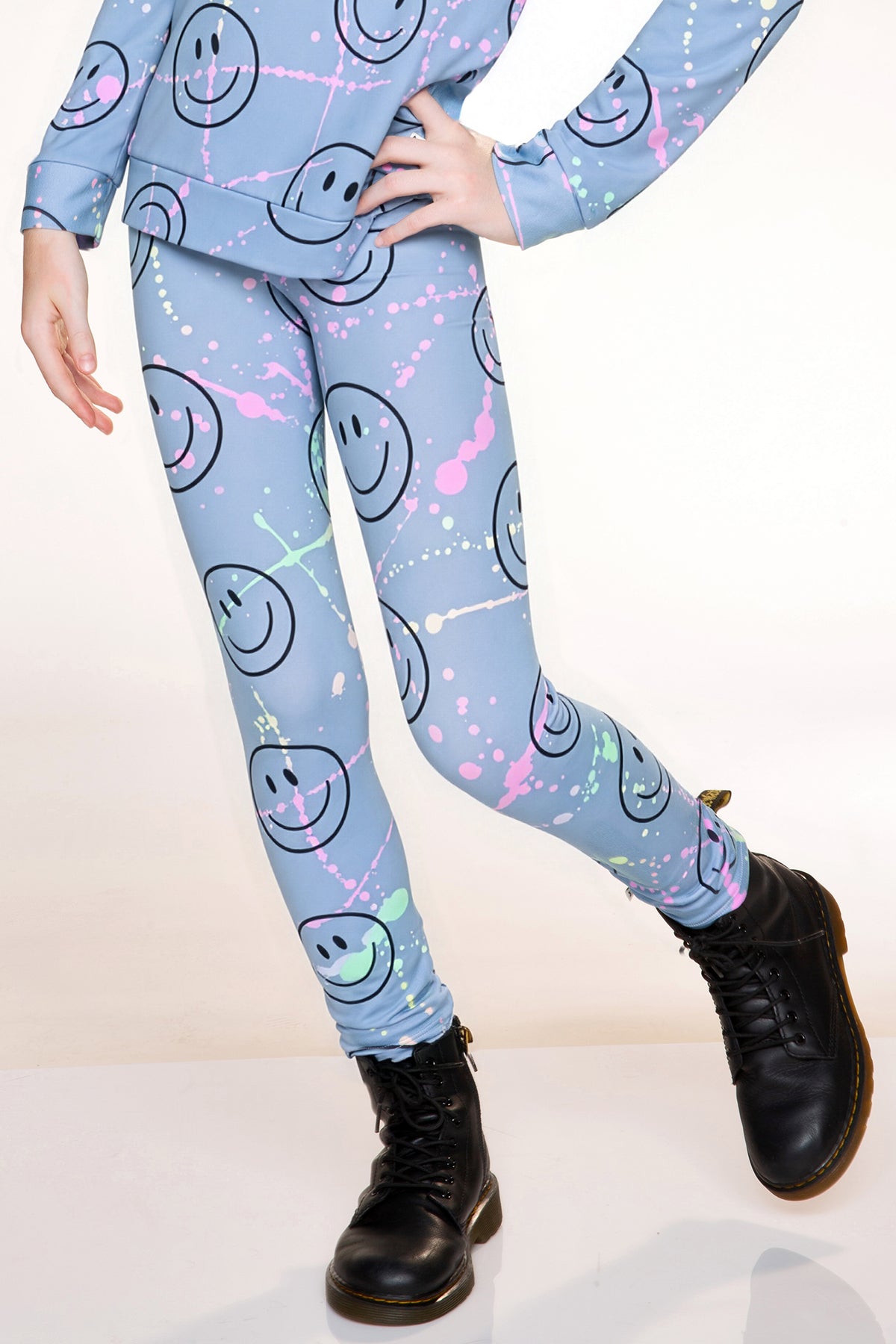 Simply Soft Long Sleeve Crew Top & Long Legging Set - Denim Rainbow Smile - NEW!